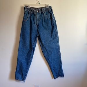 VTG Brittania Paper Bag Waist Jeans Blue 14 Tapered High Waist 80s 90s